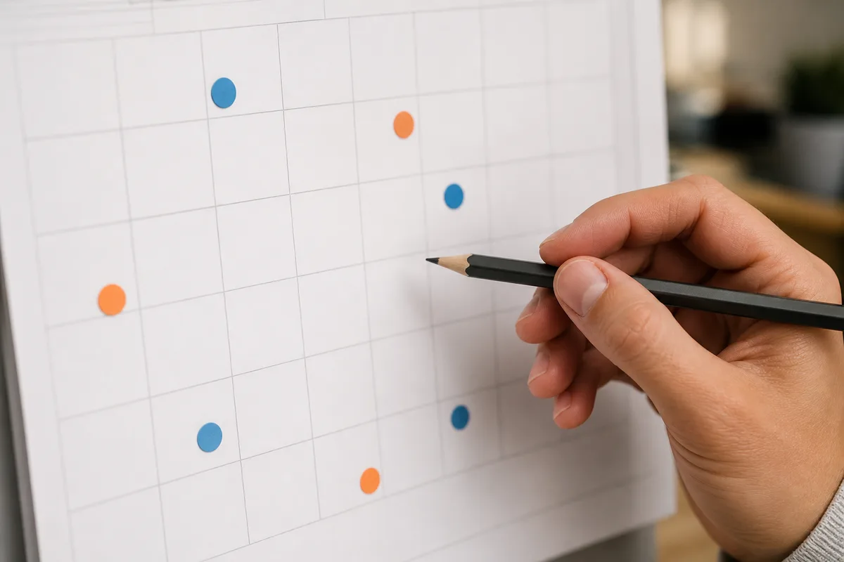 Calendrier mural annoté servant à suivre les échéances de facturation