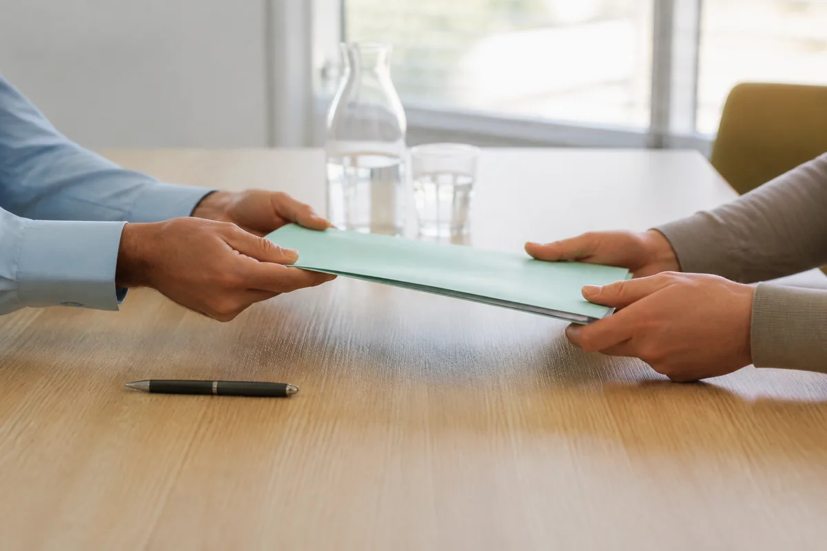 Mains d&rsquo;une comptable rapprochant deux dossiers de facturation sur un bureau